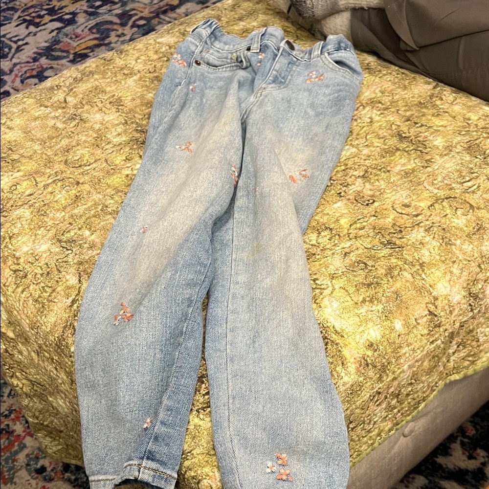 Cat & Jack Light Blue Jeans with Pink Embroidery